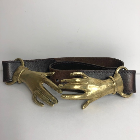 VNTG 70s Brass Belt Clasping Hands Georges Mailian - Picture 8 of 16